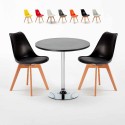 Ronde salontafel zwart 70x70 cm en 2 gekleurde stoelen Nordica Cosmopolitan Catalogus