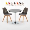 Ronde salontafel zwart 70x70 cm en 2 gekleurde stoelen Nordica Cosmopolitan Kortingen