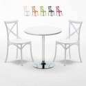 Table ronde blanche 70x70cm Avec 2 Chaises Colorées Intérieur bar café Vintage Long Island Vente