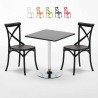Vierkante salontafel zwart 70x70 cm en 2 gekleurde stoelen Vintage Mojito Korting