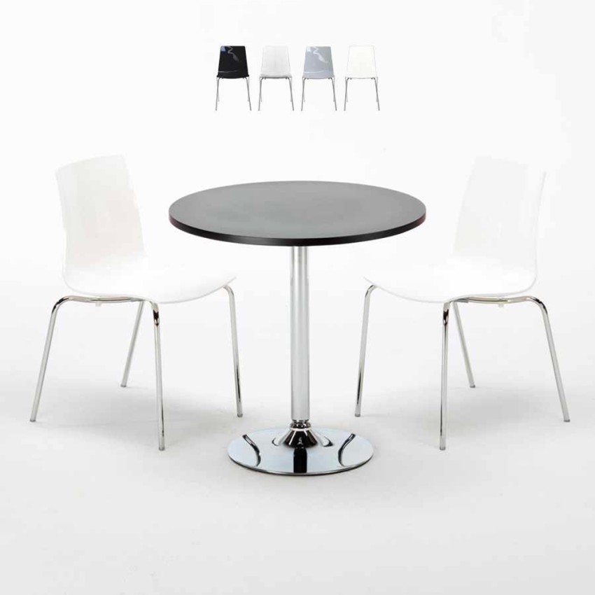 Table Ronde Noire 70x70cm Avec 2 Chaises Colorées Et Transparentes Set Intérieur Bar Café Lollipop Gold Vente Table Ronde Noire 70x70cm Avec 2 Chaises Colorées Et Transparentes Set Intérieur Bar Café Lollipop Gold Vente