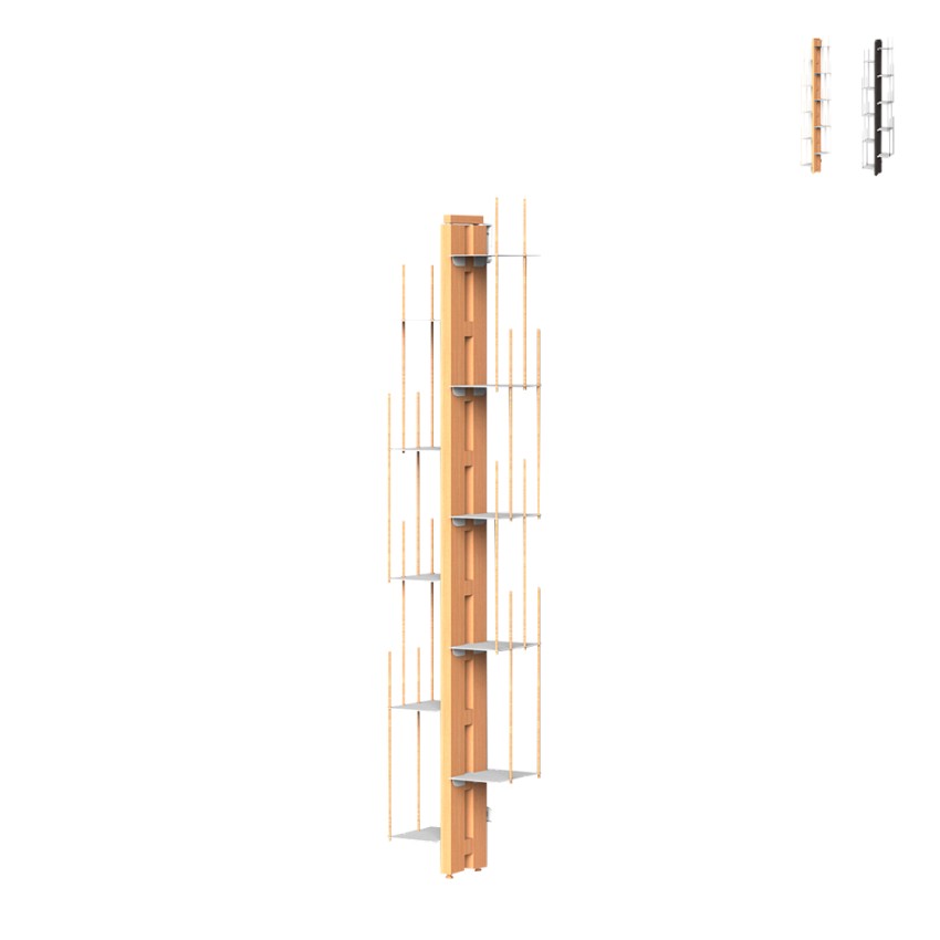 Verticale wandkast h150cm hout 10 planken Zia Veronica WMH Aanbieding Verticale wandkast h150cm hout 10 planken Zia Veronica WMH Aanbieding