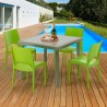 Beige vierkante tafel 90x90 cm met 4 gekleurde stoelen Elegance 