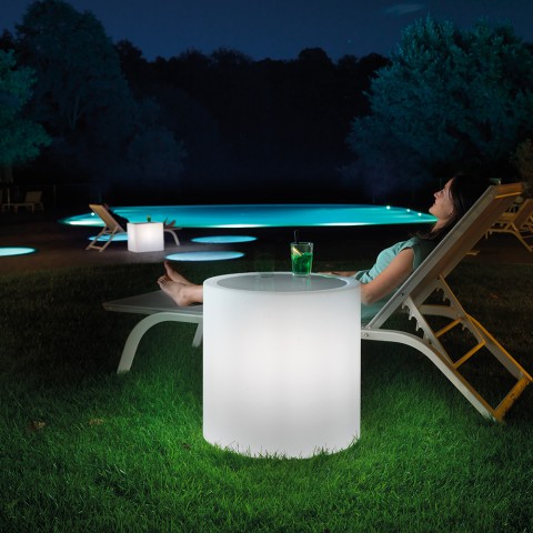 Verlichte outdoor lage ronde salontafel 55cm bar zwembad Home Fitting Aanbieding