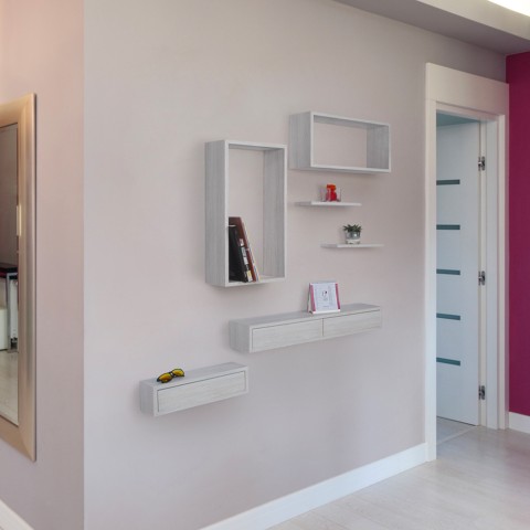 Étagère murale de salon au design moderne avec 2 tiroirs Domino