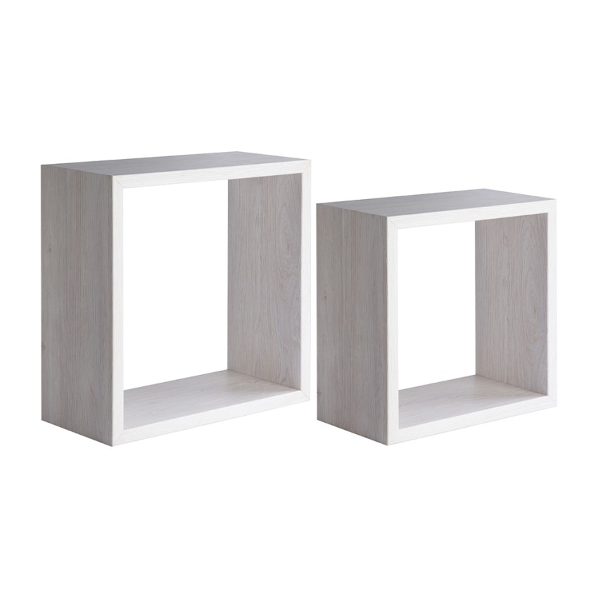 Set van 2 zwevende kubusplanken wandrek modern design Q-Bis Aanbieding