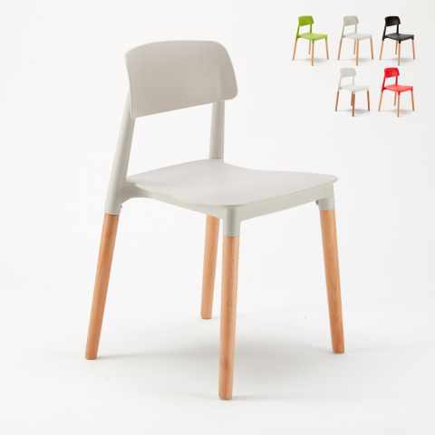 Stock 20 stoelen Polypropyleen en Hout modern voor cafés Design Barcellona