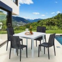 Witte vierkante salontafel 90x90 cm met 4 gekleurde stoelen Bistrot Love Kortingen