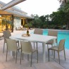 Rechthoekige salontafel wit 90x90 cm met stalen onderstel en 4 gekleurde stoelen Boheme Summerlife Kortingen