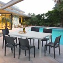 Rechthoekige salontafel wit 150x90 cm met stalen onderstel en 6 gekleurde stoelen Paris Summerlife Keuze