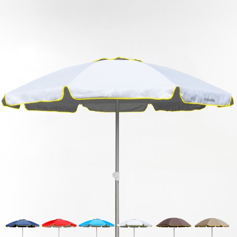 Parasol de plage 220 cm aluminium coupe-vent professionnel UV protection Bagnino Fluo