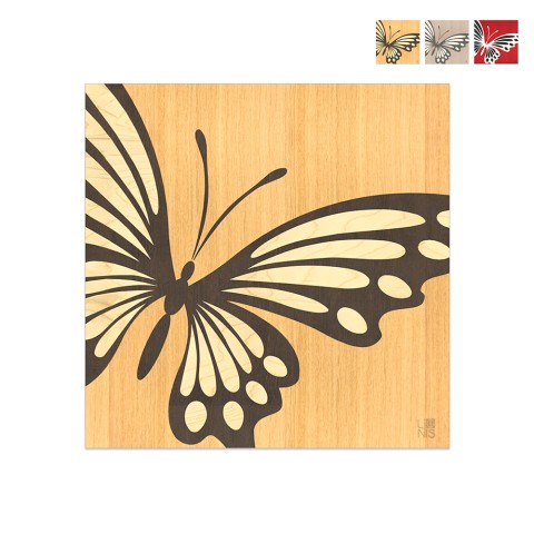 Tableau en bois incrusté 75x75cm design moderne Butterfly
