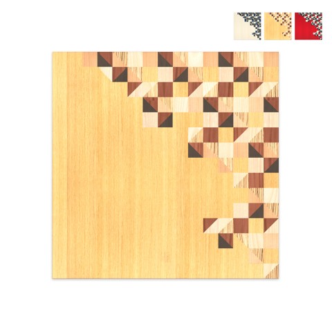 Tableau moderne en bois marqueté 75x75cm design Triangles