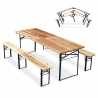 10 Tables de brasserie pliantes et bancs en bois 220x80 cm Promotion