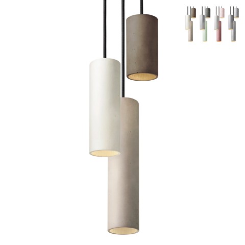 Lustre à suspension moderne à 3 lumières design cylindre Cromia Promotion