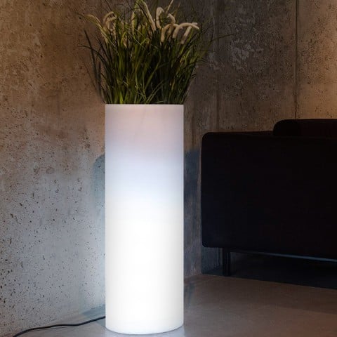 Pot de jardin cylindrique au design moderne avec lumière Barocco Promotion