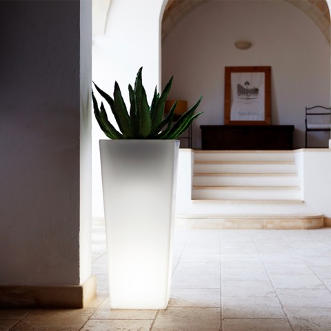 Porte-pot lumineux pour jardinière de plantes vase haut design moderne Egizio