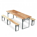 Set biertafel en houten banken. Ideaal voor tuinfeestjes, 220x80cm Aanbod