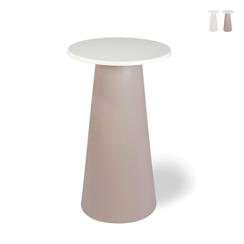 Moderne ronde hoge tafel voor buiten van polyethyleen Mikò 2.0 Aanbieding