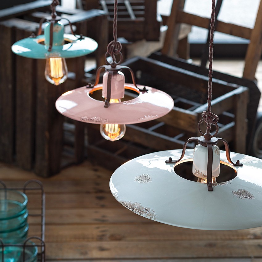 Suspension en fer et céramique design industriel vintage Country SO Promotion Suspension en fer et céramique design industriel vintage Country SO Promotion