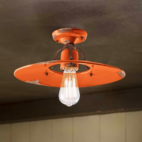 Plafonnier design vintage en fer et céramique, lampe de plafond Country PL Promotion