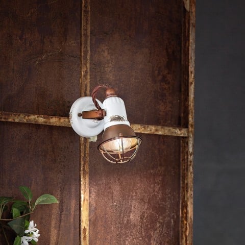 Wandlamp van ijzer en keramiek in vintage industrieel ontwerp Loft AP Aanbieding