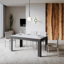Table à manger extensible de cuisine salle à manger avec rallonges 90x160-220cm blanc gris Bibi Mix AB Réductions