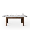 Table extensible moderne 90x160-220cm couleur noyer et blanc Bibi Mix NB Offre