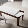 Table extensible moderne 90x160-220cm couleur noyer et blanc Bibi Mix NB Remises