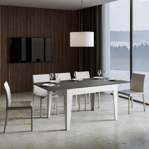 Table à manger extensible avec rallonges 90x120-180cm gris blanc Cico Mix BA Promotion