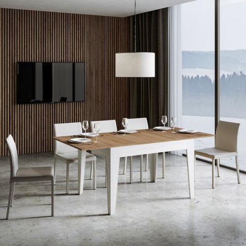 Table de cuisine extensible avec rallonges 90x120-180cm bois blanc Cico Mix BQ