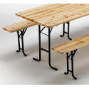 Set van 10 houten biertafels en banken 220x80 cm Aanbod