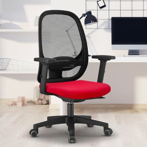 Chaise de bureau ergonomique rouge smartworking maille respirante Easy R