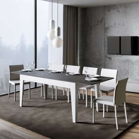 Moderne grijs-witte uittrekbare tafel 90x160-220cm Cico Mix BA Aanbieding