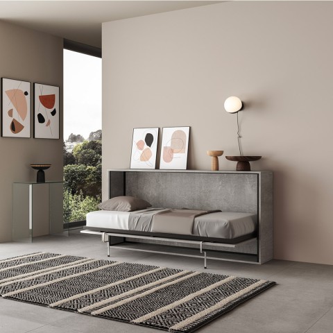 Grijs horizontaal opklapbed met matras 85x185cm Kando MCM Aanbieding