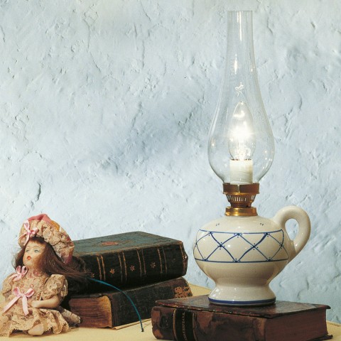 Klassieke vintage design tafel lamp Pompei TA van glas en keramiek. Aanbieding