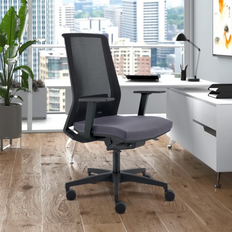 Chaise de bureau design ergonomique grise tissu respirant Blow G Promotion