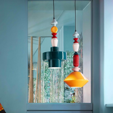 Hanglamp handbeschilderd keramiek retro design Lariat SO-XL Aanbieding
