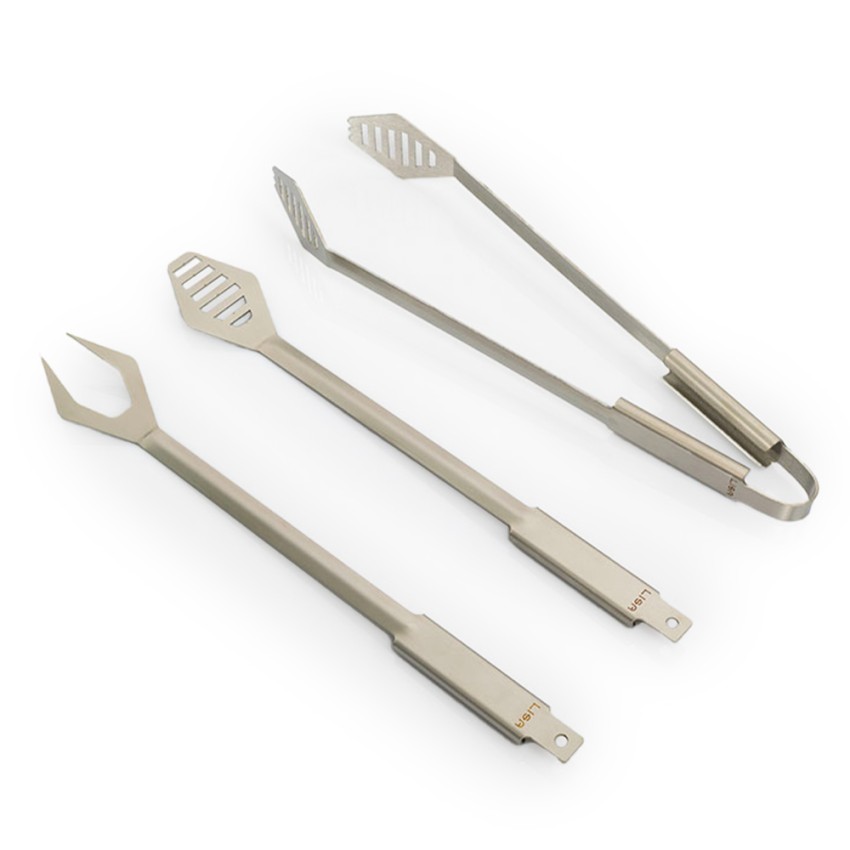 Barbecue set: tang, spatel en vleesvork van roestvrij staal Aanbieding Barbecue set: tang, spatel en vleesvork van roestvrij staal Aanbieding