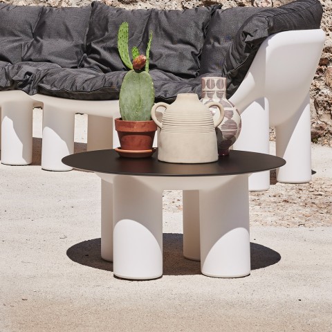 Table basse ronde pour extérieur jardin terrasse design Atene T1