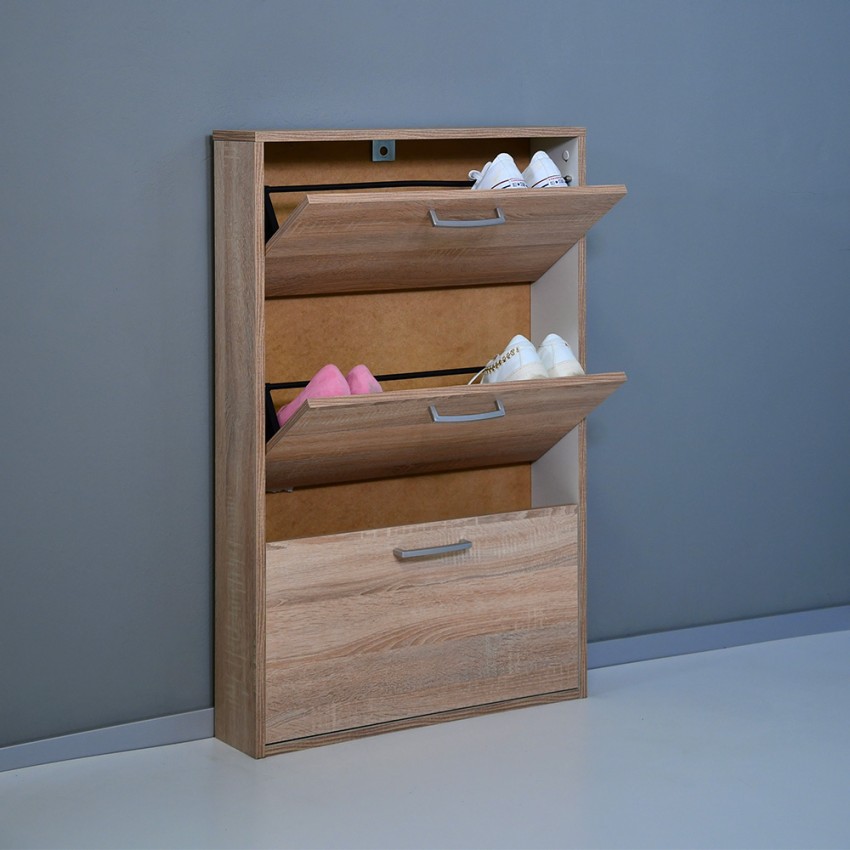 KimShoe 3SS Schoenenrek voor 9 Paar, 3 Deurs, Ruimtebesparend Hout Design Aanbieding KimShoe 3SS Schoenenrek voor 9 Paar, 3 Deurs, Ruimtebesparend Hout Design Aanbieding