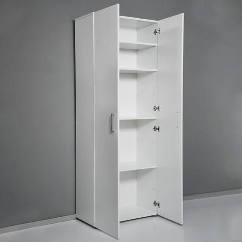 Armoire de salon polyvalente 5 compartiments design moderne en blanc KimSpace 5WS Promotion