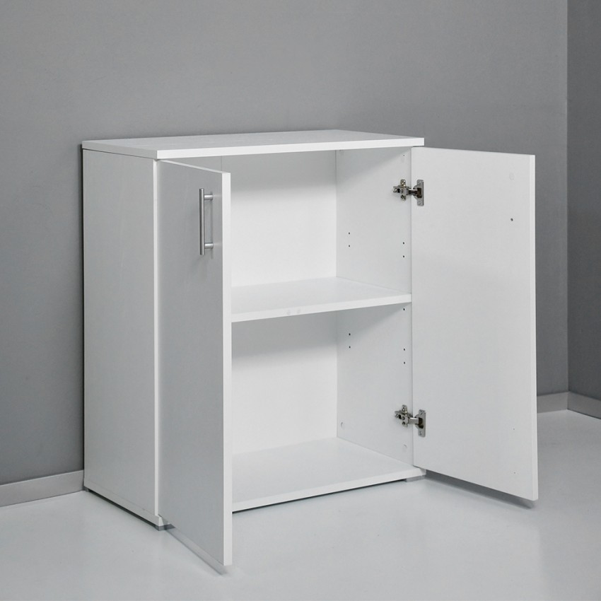 Moderne multifunctionele kast 2 compartimenten, wit, KimSpace 2WP voor woonkamer of kantoor Aanbieding