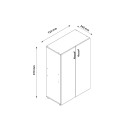 Moderne multifunctionele kast 2 compartimenten, wit, KimSpace 2WP voor woonkamer of kantoor Afmetingen