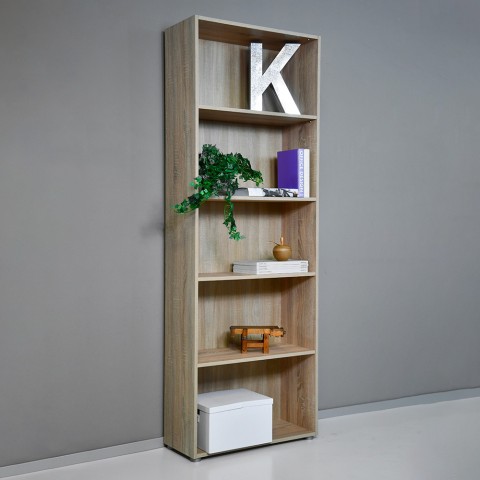Bibliothèque en bois 5 compartiments étagères modulables bureau salon Kbook 5SS