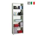 Bibliothèque de bureau design blanche à 5 casiers et étagères modulables Kbook 5WS Vente