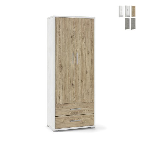 Armoire multifonction design moderne 2 portes 5 compartiments 2 tiroirs Blume Promotion