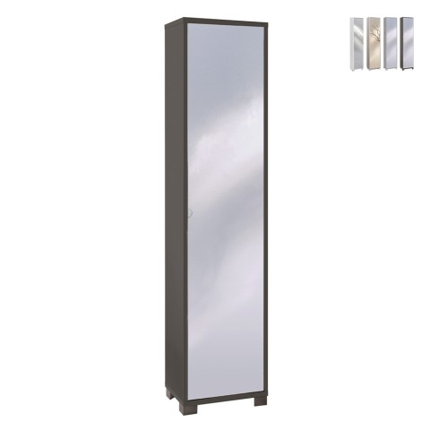 Armoire colonne avec porte-miroir 4 étagères réglables Beck Promotion