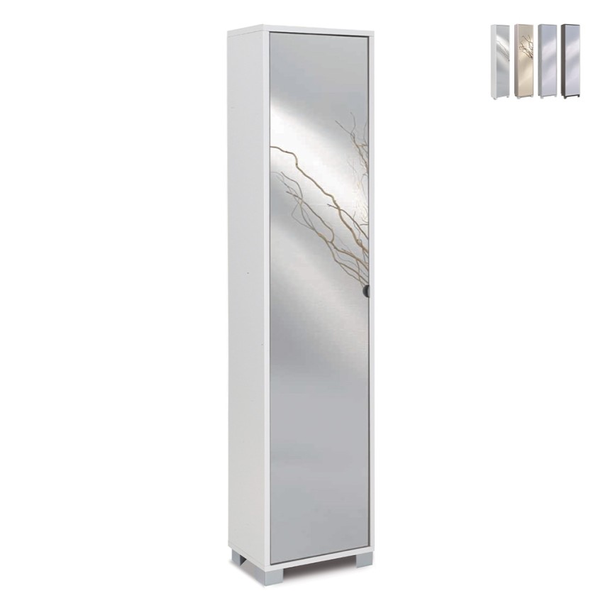 Armoire colonne avec porte-miroir 4 étagères réglables Beck Remises Armoire colonne avec porte-miroir 4 étagères réglables Beck Remises