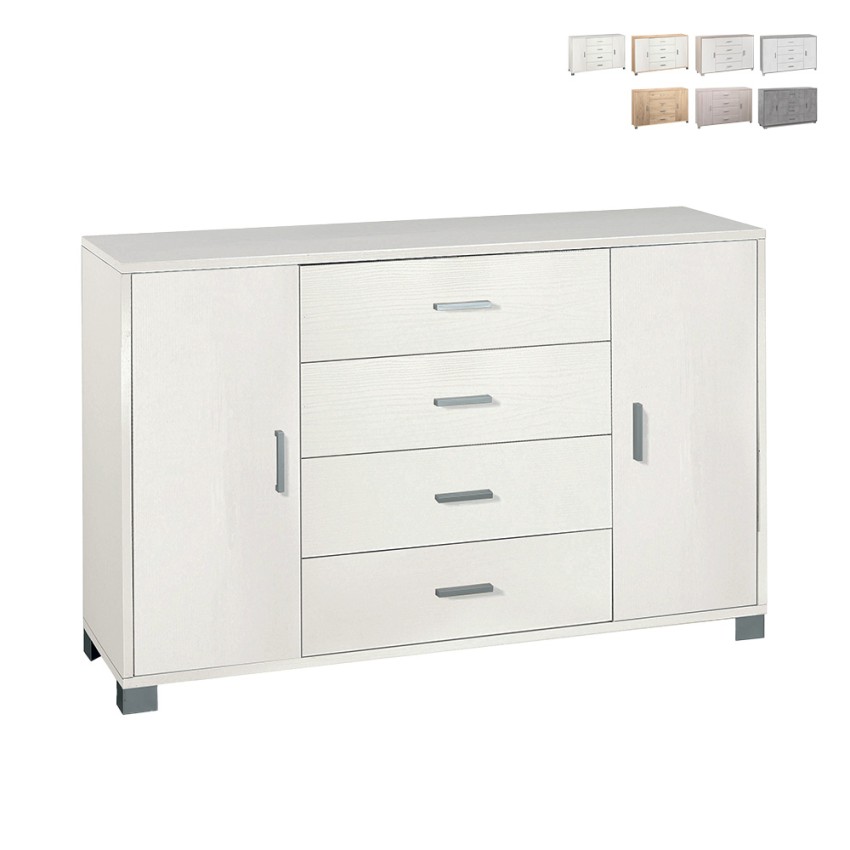 Dressoir Talia met 2 deuren en 4 laden, TV-meubel voor woonkamer en buffet Voorraad